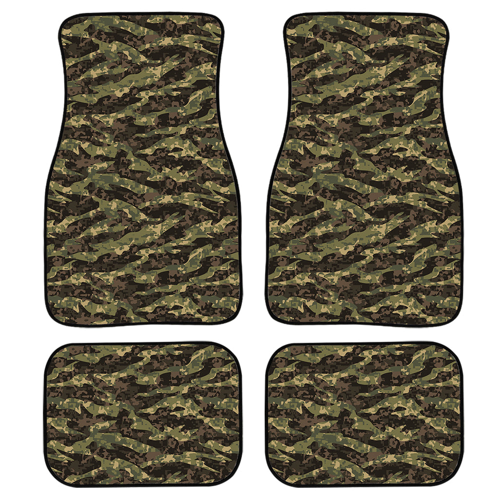 Tiger Stripe Camouflage Pattern Print Front And Back Car Floor Mats, Front Car Mat