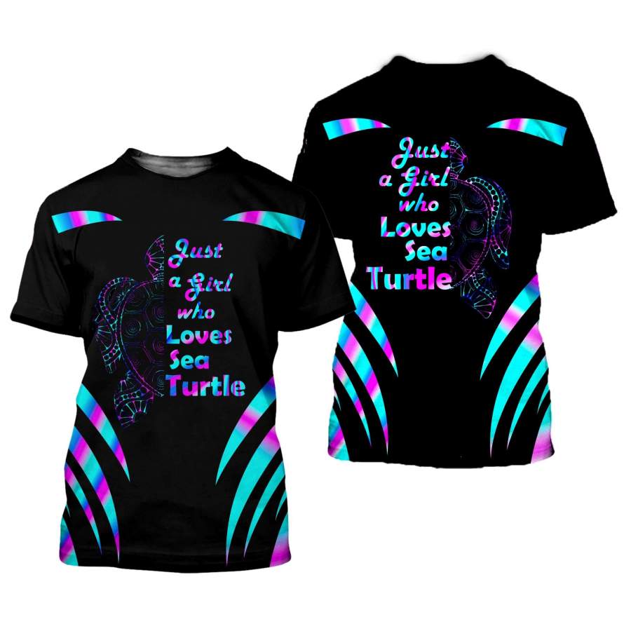 Girl Who Loves Sea Turtle 3D All Over Printed Shirts For Men And Women 05