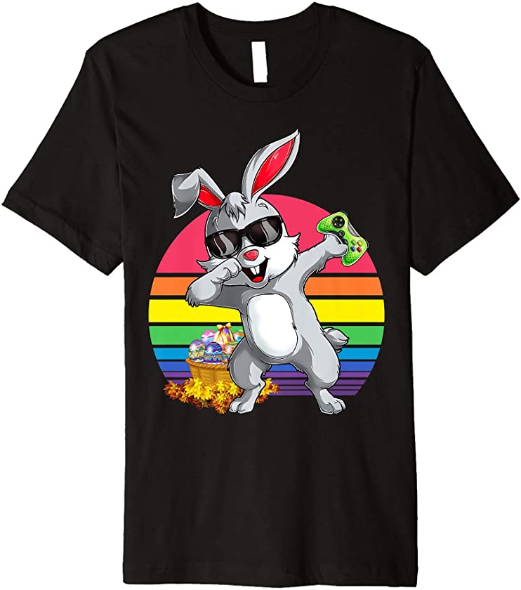 Dabbing Rabbit Easter Day Video Game Dab Boys Girls Kids Premium T-Shirt