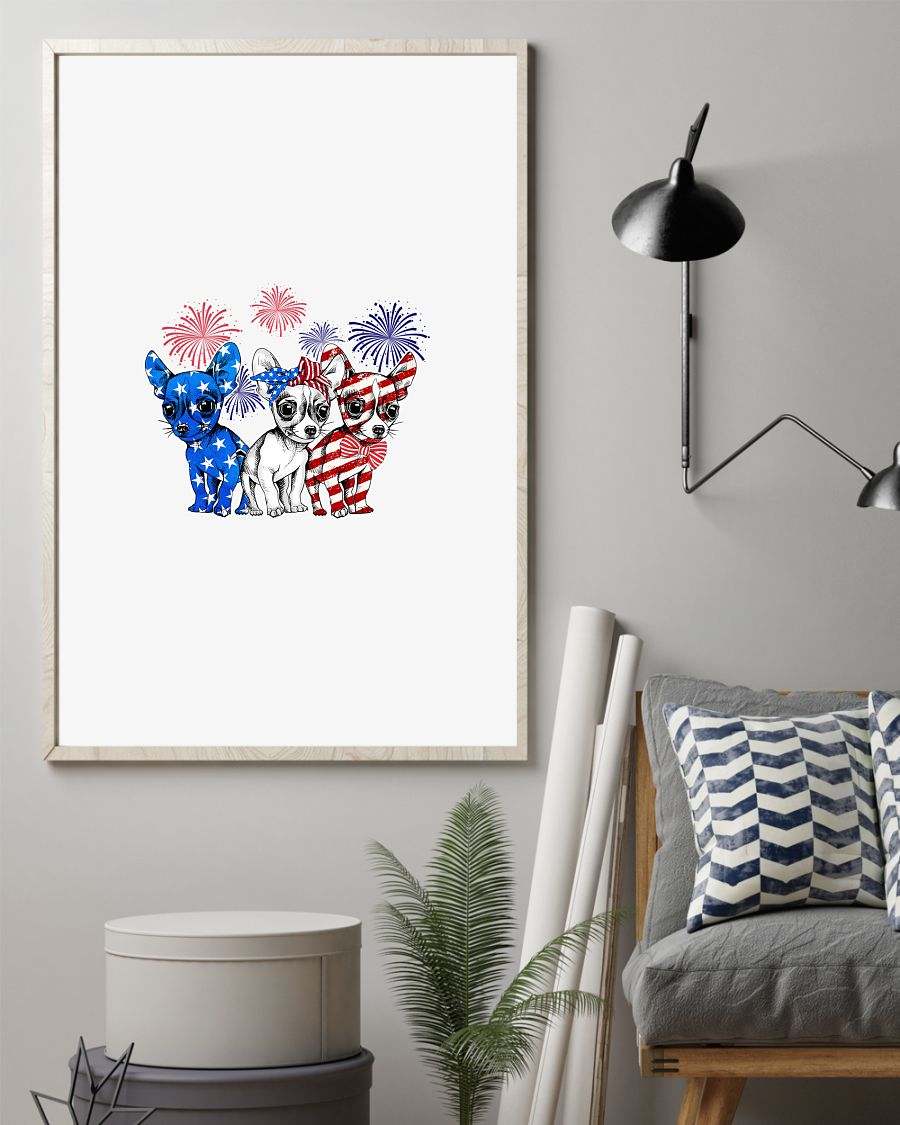 chihuahua freedom color american Independence day poster 12×18, 16×24, 24×36 in