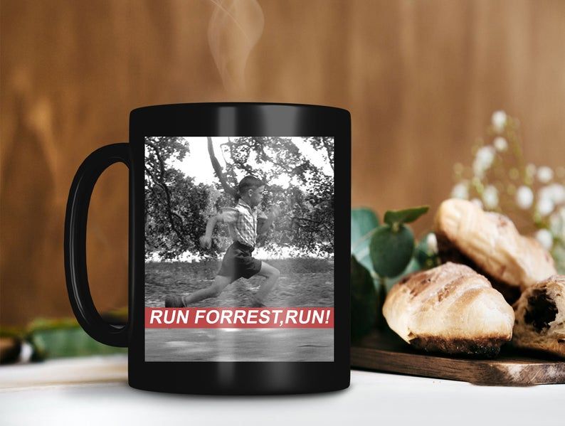 Black Mug Run Forrest Run Mug Forrest Gump Mug Tom Hanks Mug Retro Vintage Mug Premium Sublime Ceramic Coffee Mug H99