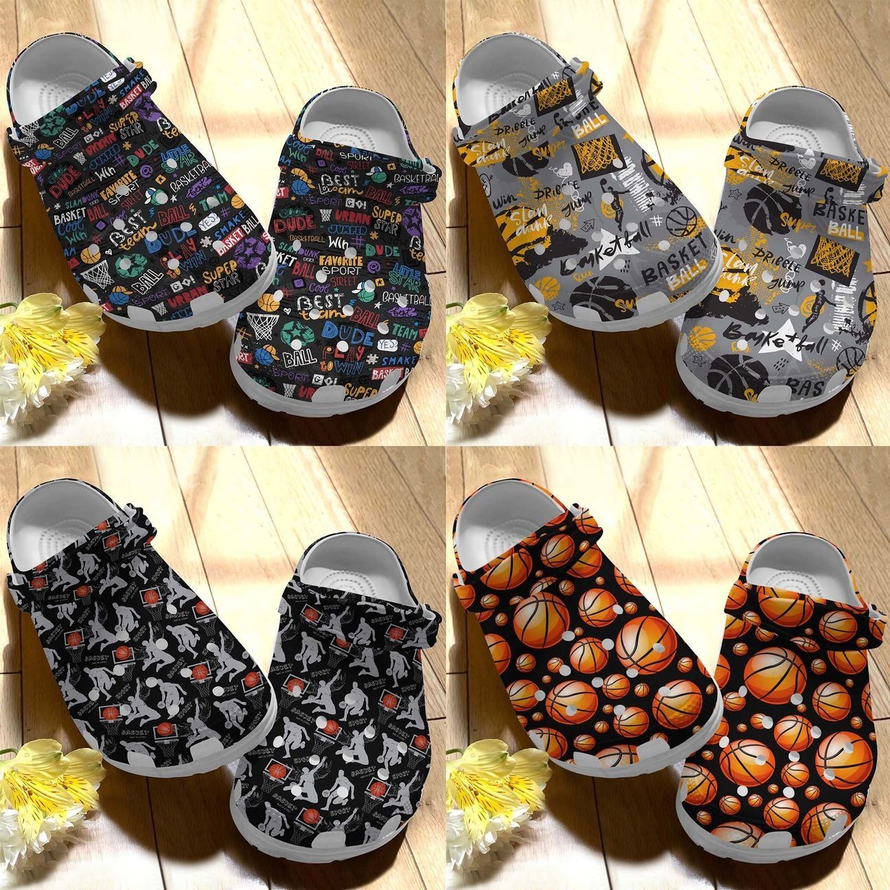 Basketball Pattern Collection Personalize Clog Custom Crocss Fashionstyle Comfortable For Women Men Kid Print 3D