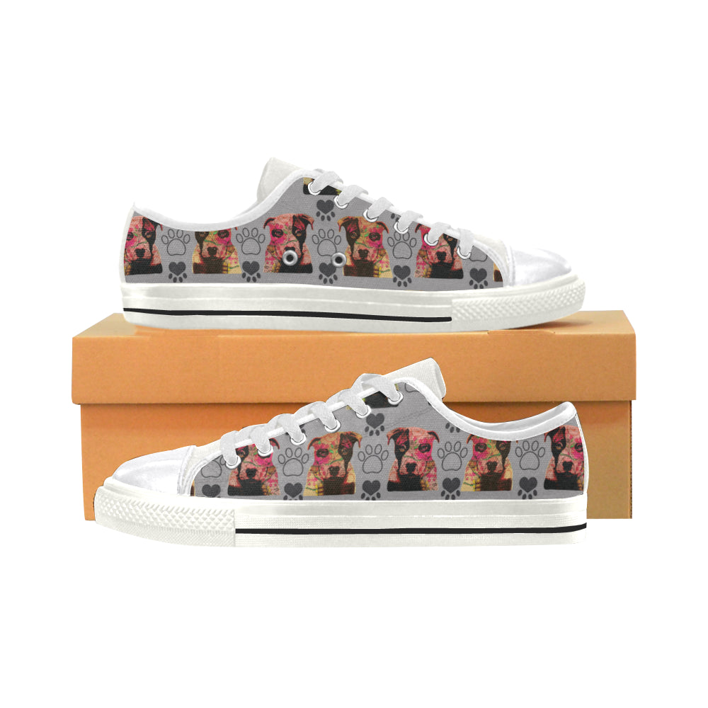 Pit Bull Pop Art Pattern No.1 White Canvas Women’s Shoes/Large Size