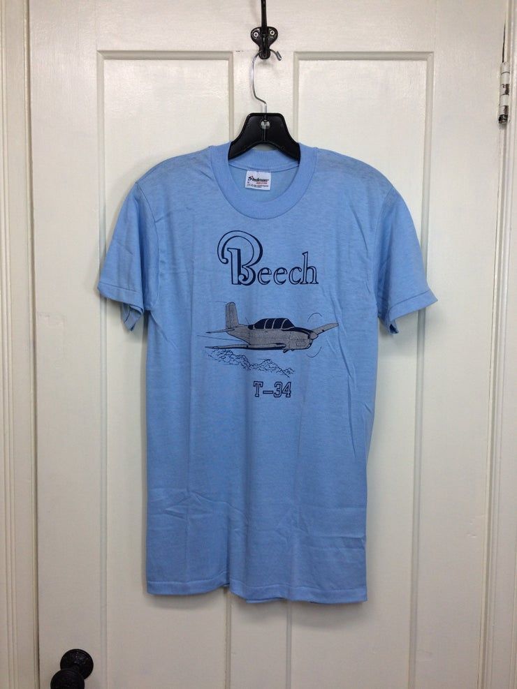 Deadstock 1980S Beech T34 Vintage Airplane Shirt