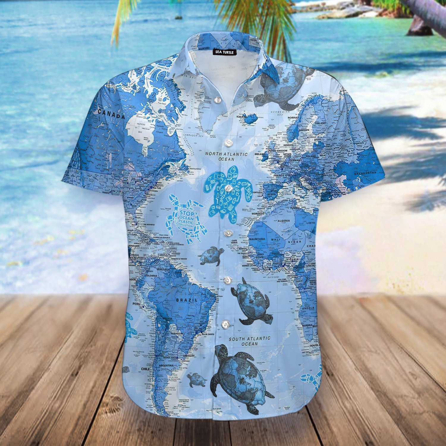 Sea Turtle World Map Hawaiian Shirt Ha51907