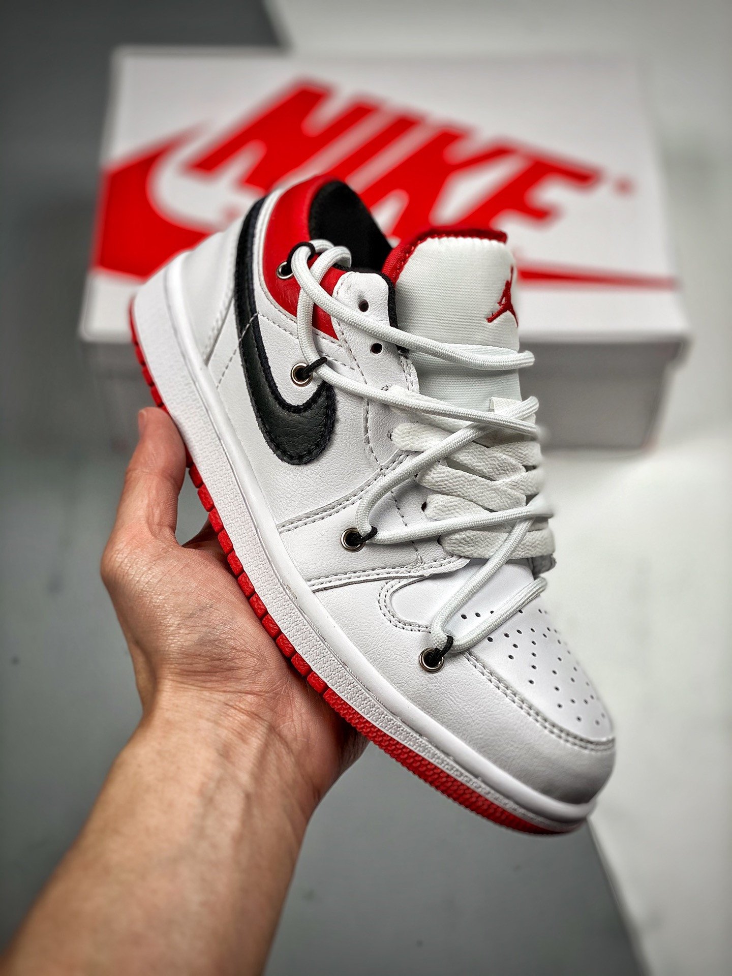 Custom JD 1 Low White University Red Black 5341032