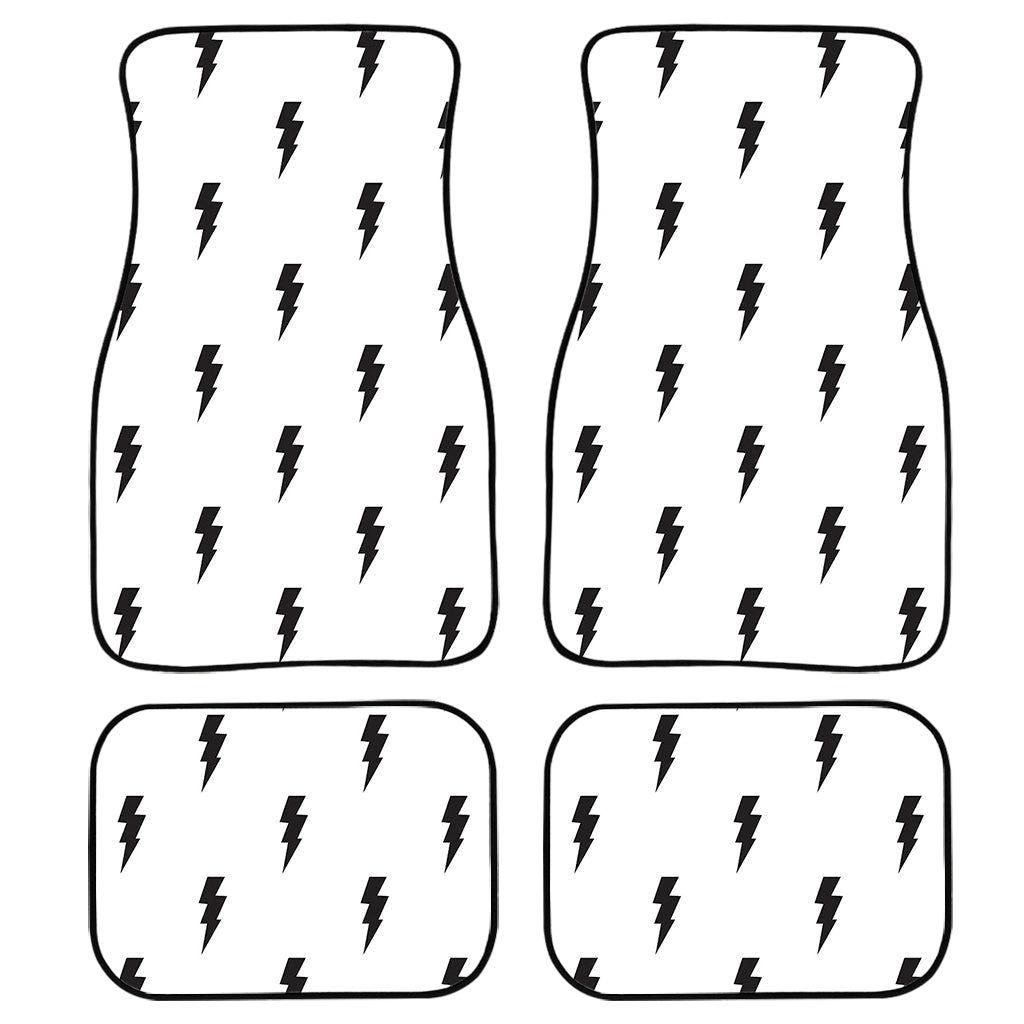 White And Black Lightning Pattern Print Front And Back Car Floor Mats, Front Car Mat