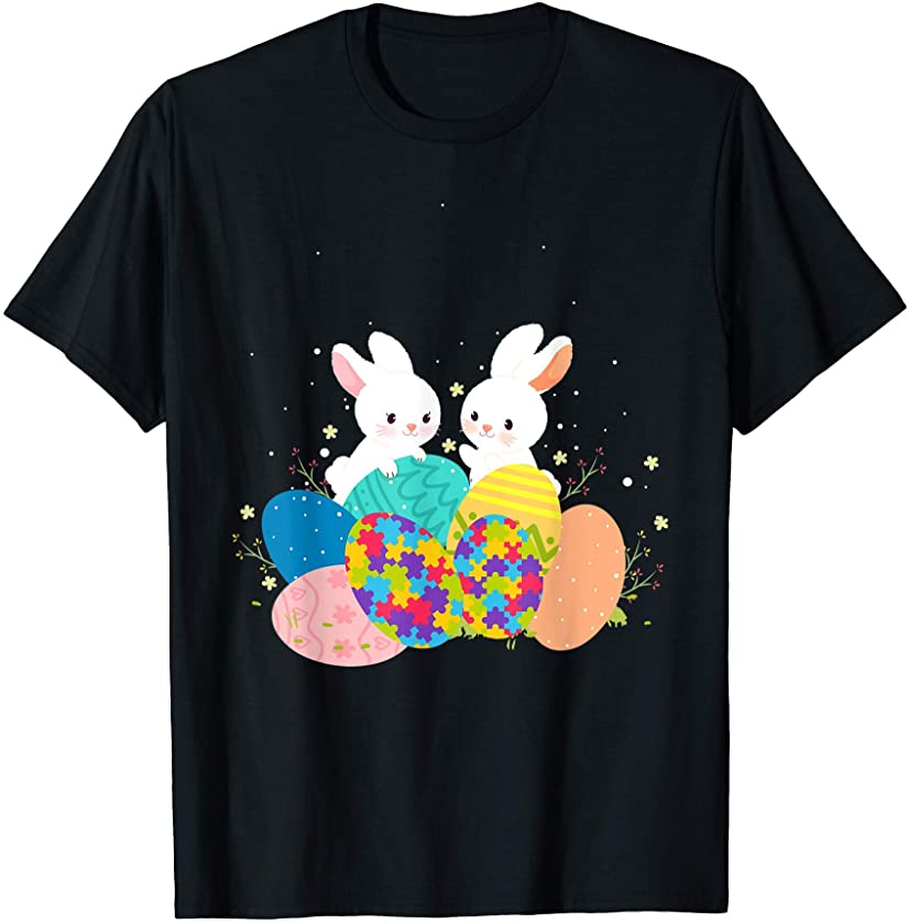 Autism Awareness Puzzle Cute Easter Bunny Eggs T-Shirt