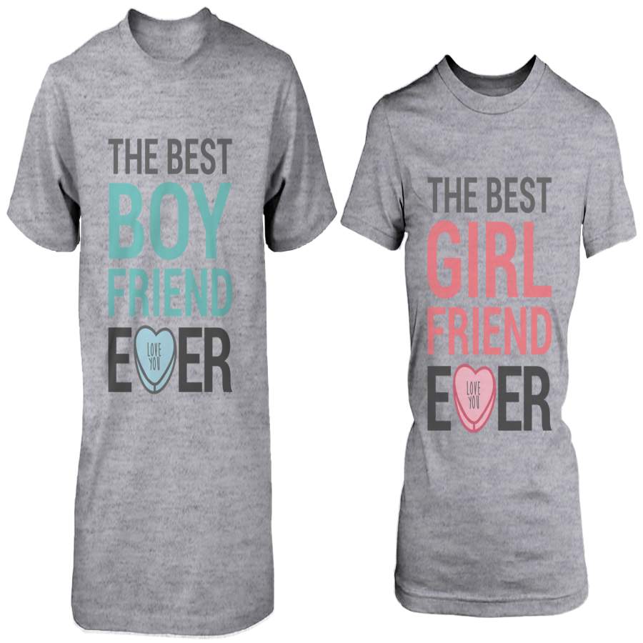The Best Boyfriend & Girlfriend Ever Matching Couple Shirts in Grey (Set)