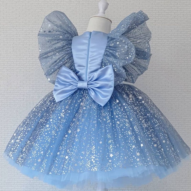 Toddler Girls Princess Dress Mesh Wedding Tutu Vestidos Star Sequins Children Bridemaid Ceremony Gown For 1-5 Years Kid Girls alx