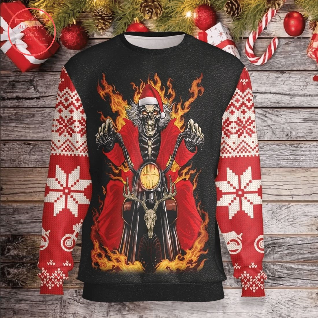 Santa Skeleton Driving Ugly Christmas Sweater – Diosweater