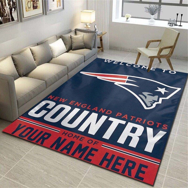 New England Patriots Personalized Rug, Living Room Bedroom Carpet, Customized Floor Decor