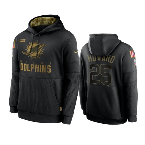 Miami Dolphins Xavien Howard Black 2020 Salute To Service Sideline Performance Pullover Hoodie