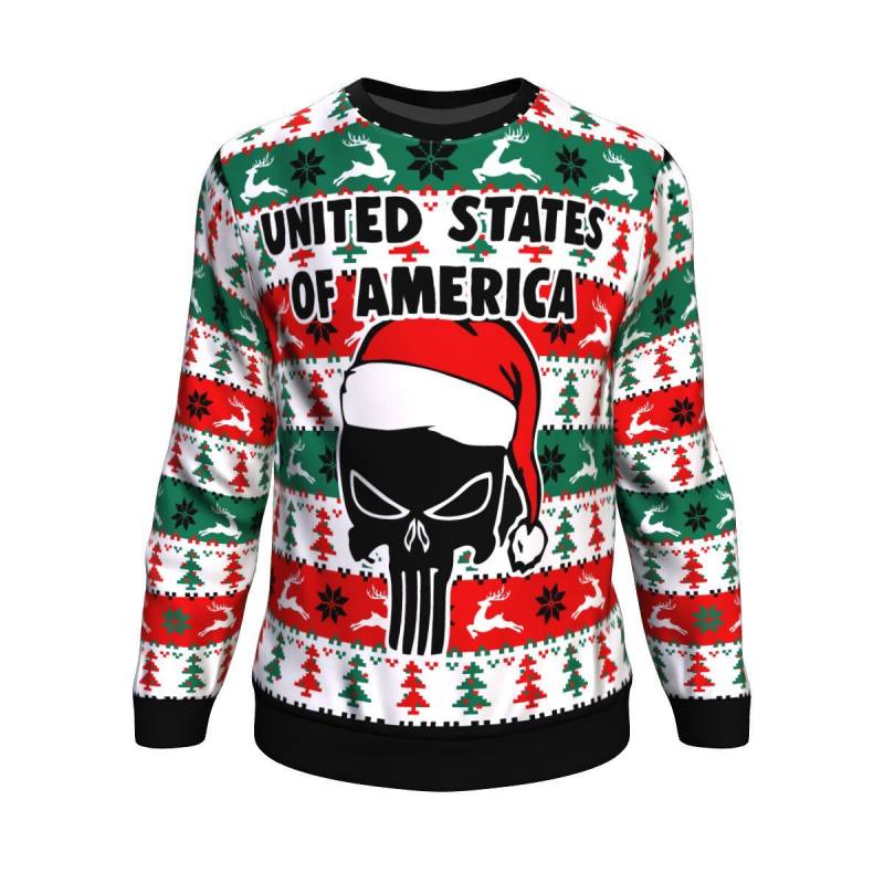 USA Skull Patriotic Ugly Sweater