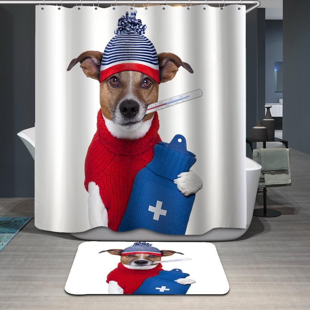 The Cute Dog Was Sicked 3D Printed Shower Curtain Gift Home Decoration