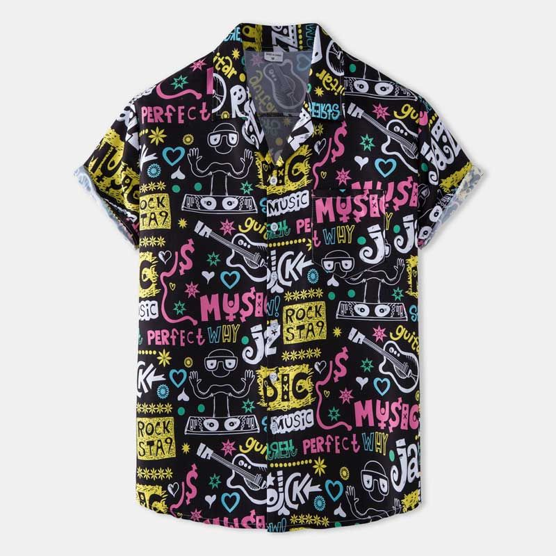 Graffiti Black High Quality Unisex Hawaii Shirt For Men And Women Ha3418