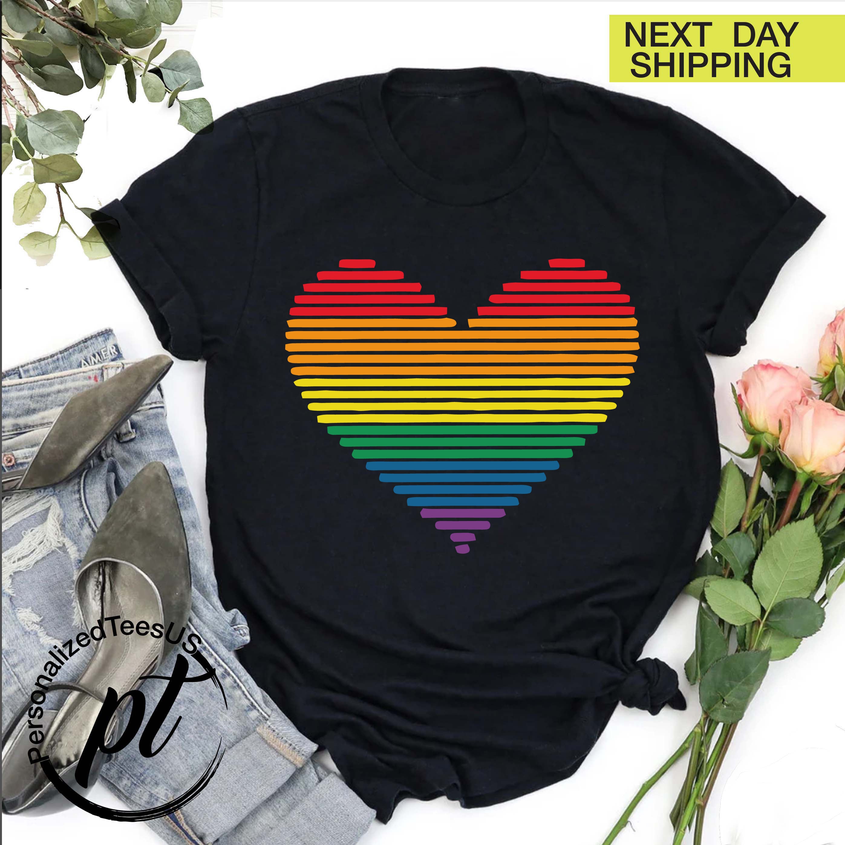 Pride Heart Shirt,LGBTQ Shirt,Pride Month Gift,Equal Rights Tee ,Support LGBTQ Tee,Gay Shirt,Retro Rainbow Heart Shirt,Lesbian Couple Shirt