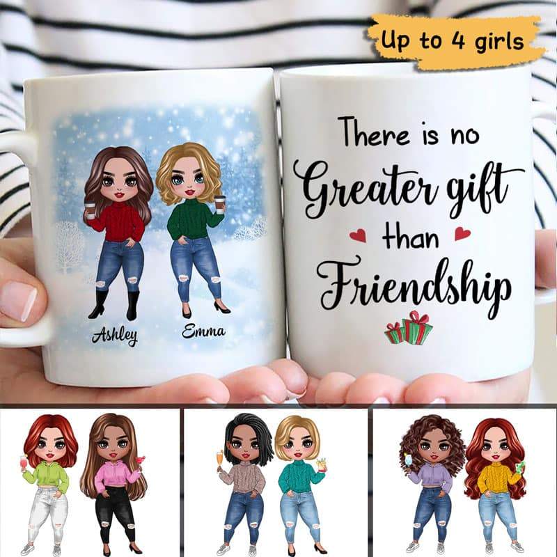 Doll Besties There Is No Greater Gift Winter Gift For Besties Sisters Siblings Personalized Mug