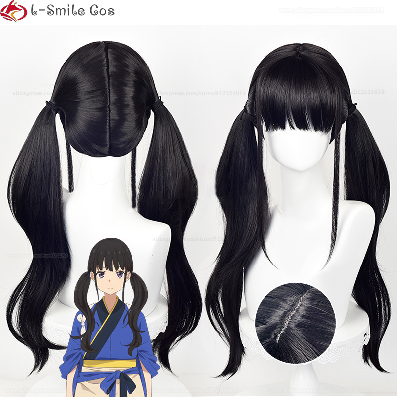 Anime Lycoris Recoil Inoue Takina Cosplay Wig Woman Long Black Heat Resistant Synthetic Hair Halloween Party Wigs + Wig Cap alx