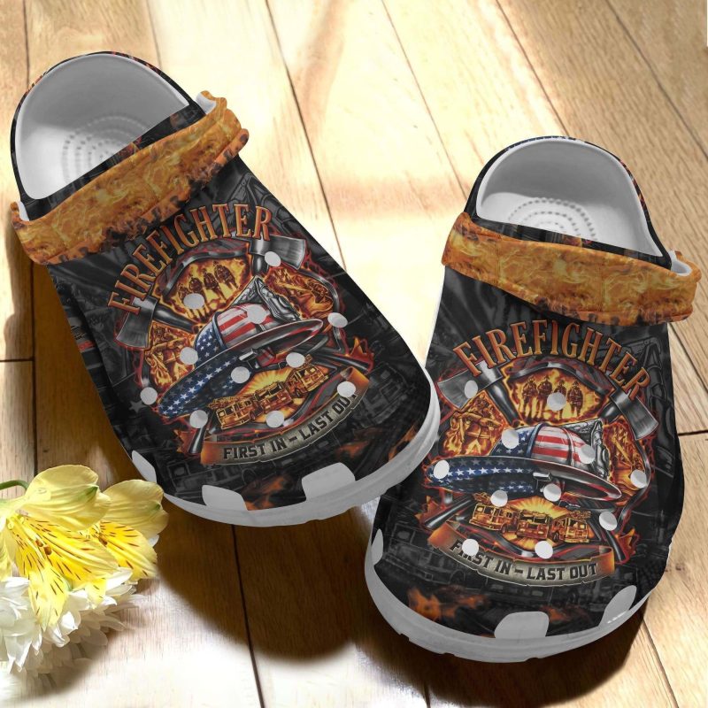 Flame Helmet Firefighter Us Shoes – First In Last Out clogs