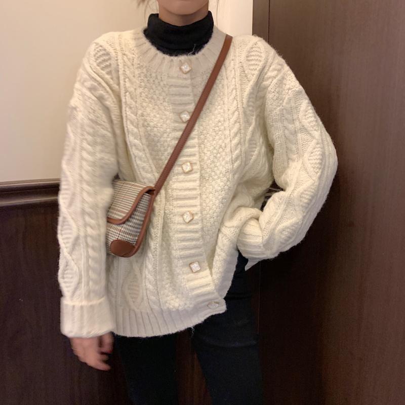 Sweater cardigan women autumn and winter 2022 new retro Japanese loose sweater all-match twist knitted cardigan sweater female alx