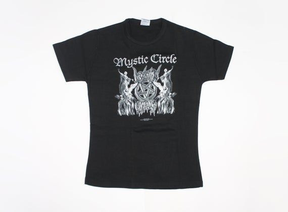 2004 New Mystic Circle Shirt Open The Gates Of Hell Album German Black Metal Band Shirt Beelzebub Ezpharess Necrodemon Ladies Shirt