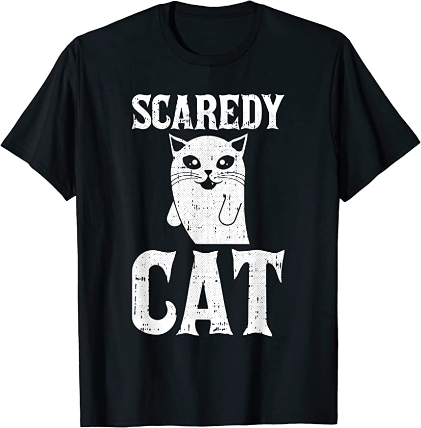 Scaredy Cat Lazy Halloween Costume Funny Ghost Kitten Kitty T-Shirt