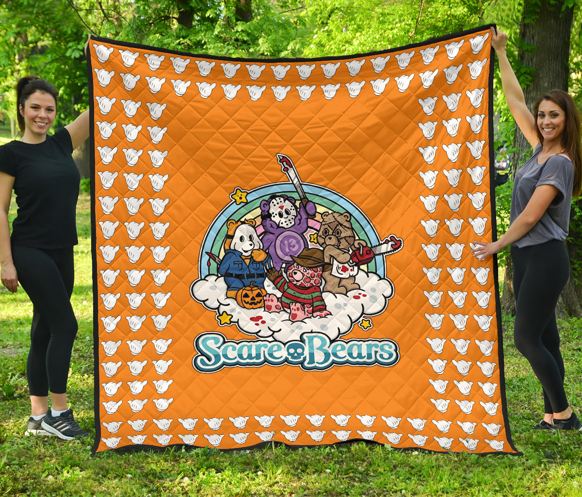 Halloween Premium Quilt | Cartoon Scare Bears Cosplay Horror Villains Quilt Blanket