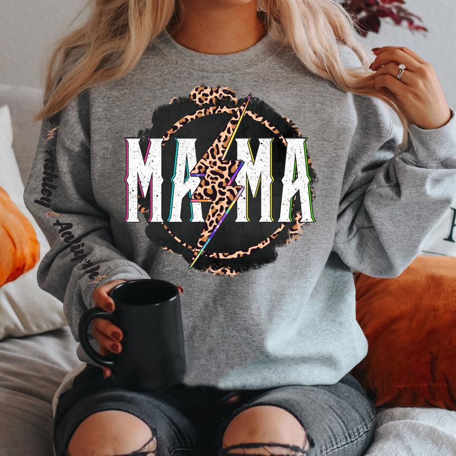 Rockstar Mama Leopard Custom Name Sweater #Kv