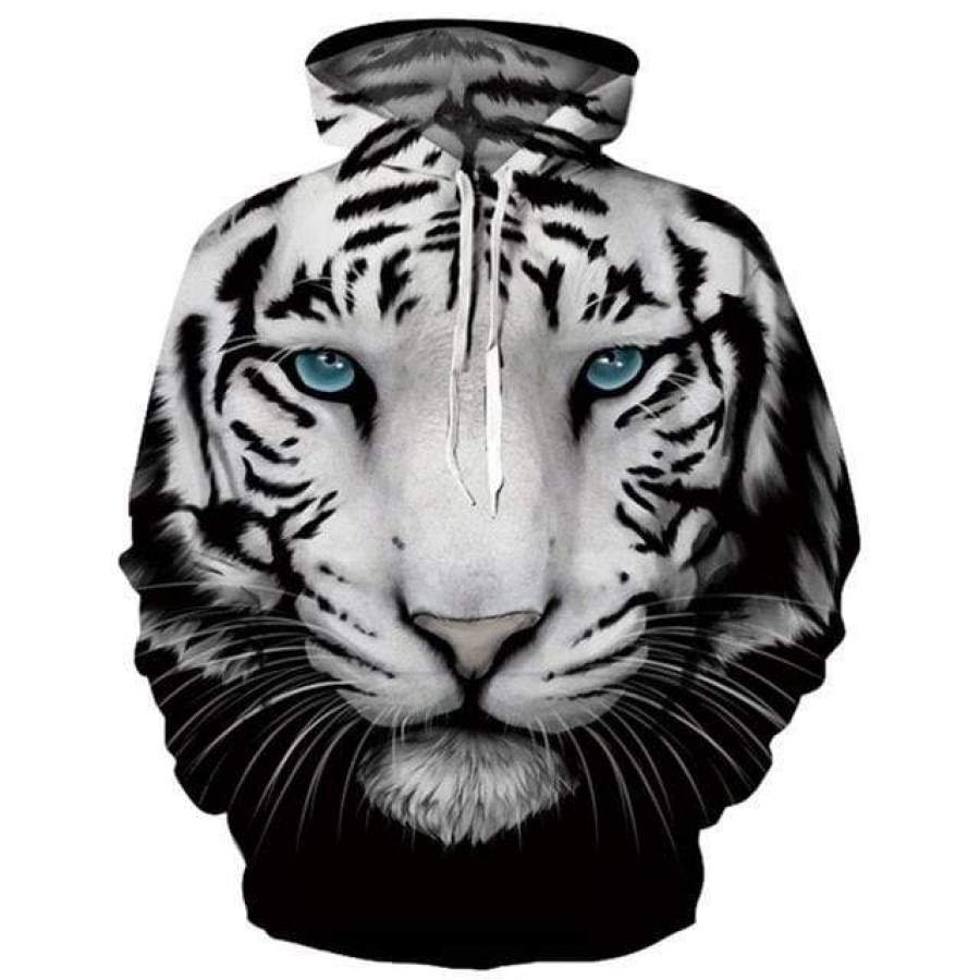 Cool Black and White Tiger Hoodie 3D All Over Print