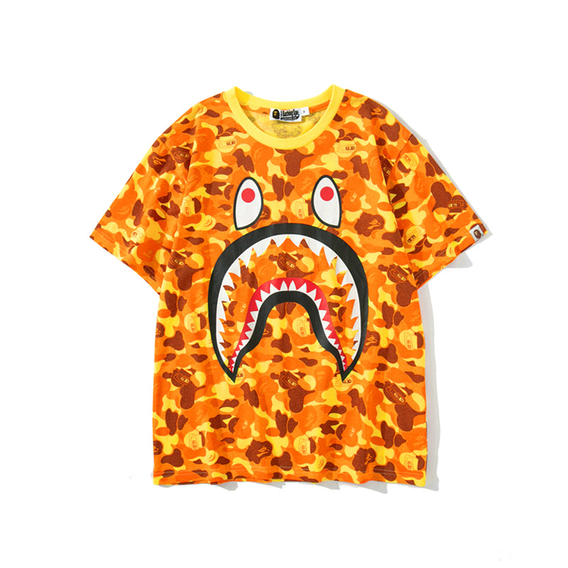 Bape X Pubg Shark Tee Shirt Camo Orange