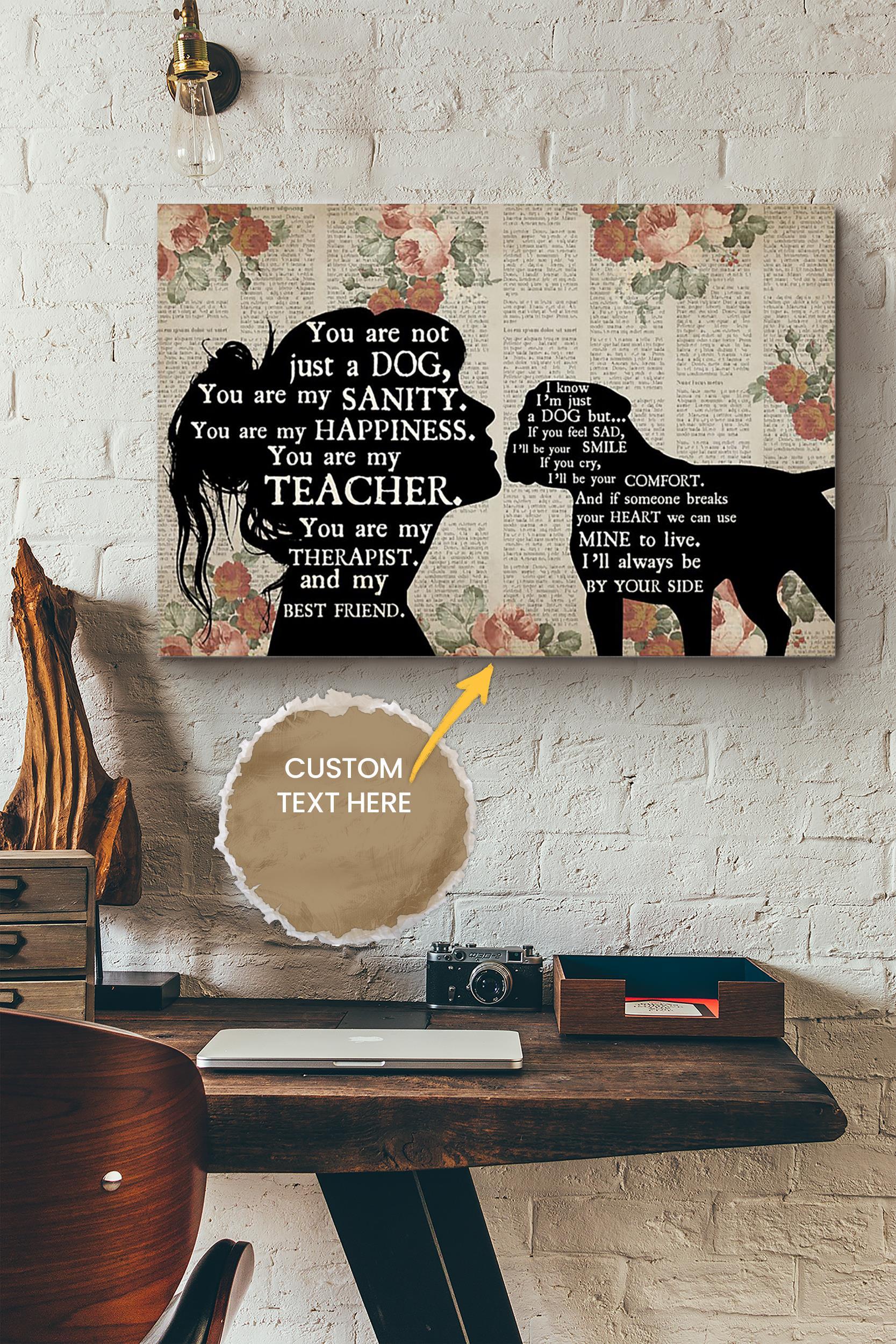 American Bulldog Girl Therapist Best Friend Personalized Poster – Animal Wall Art – Gift For Dog Lover Dog Foster Puppy Fan Wrapped Canvas