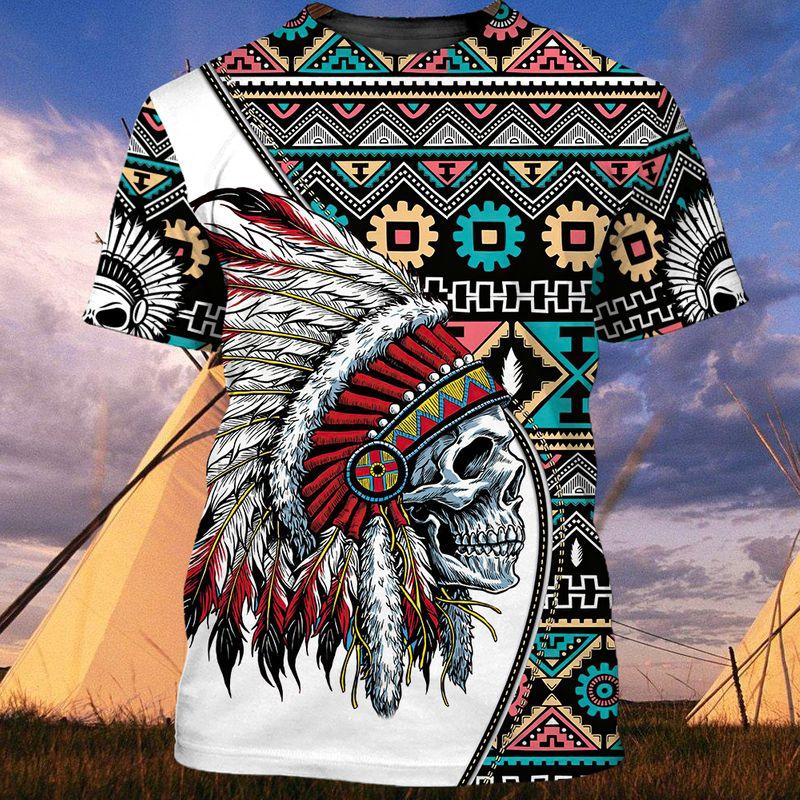 Skull Tribe Indian Native American Pride Trending Shirts 3D Tshirt