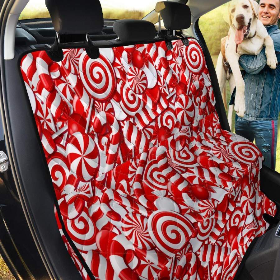 Candy Cane Print Pattern Pet Car Seat Cover