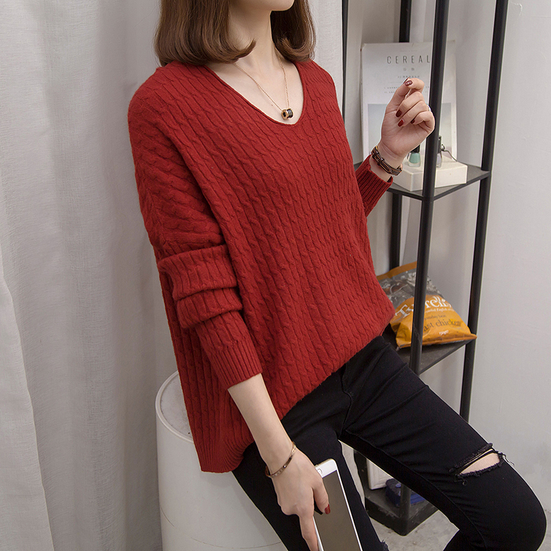 2022 New Spring Autumn Knitting Sweater Pullover Women’s V-Neck Loose Femmes Clothes Thin Winter Fashion Loose Tops alx