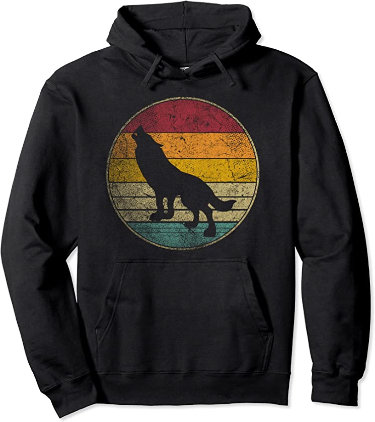 Wolves Wolf Animal Lover Retro Style Vintage 70s 80s Gift Pullover Hoodie