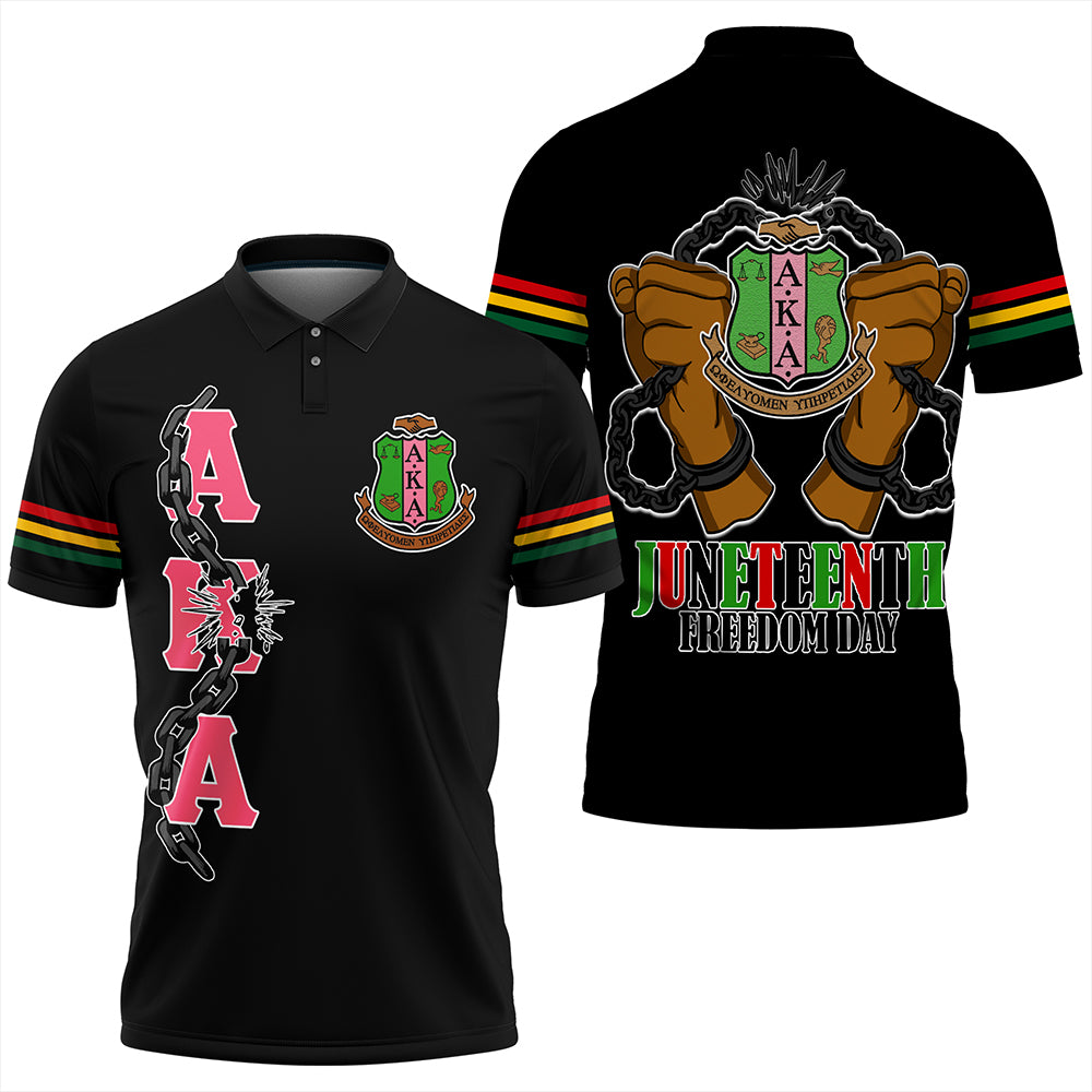 Alpha Kappa Alpha Happy Jueteenth Polo Shirt T09