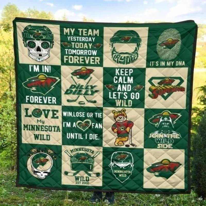 My Team Minnesota Wild Quilt Blanket Hockey Fan Gift Idea MN09