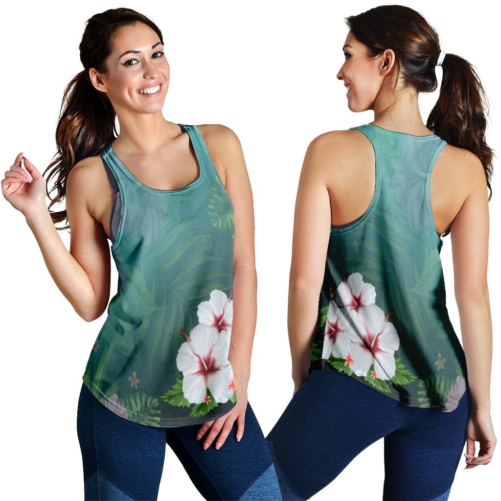 Hawaii Hibiscus White Flower Gleeful Racerback Tank Ha37902