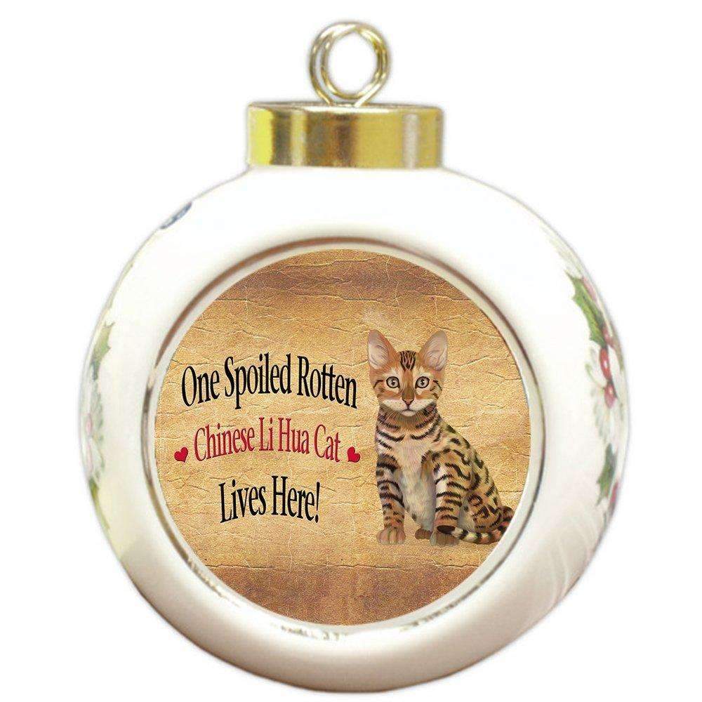 Chinese Li Hua Kitten Spoiled Rotten Cat Round Ball Christmas Ornament