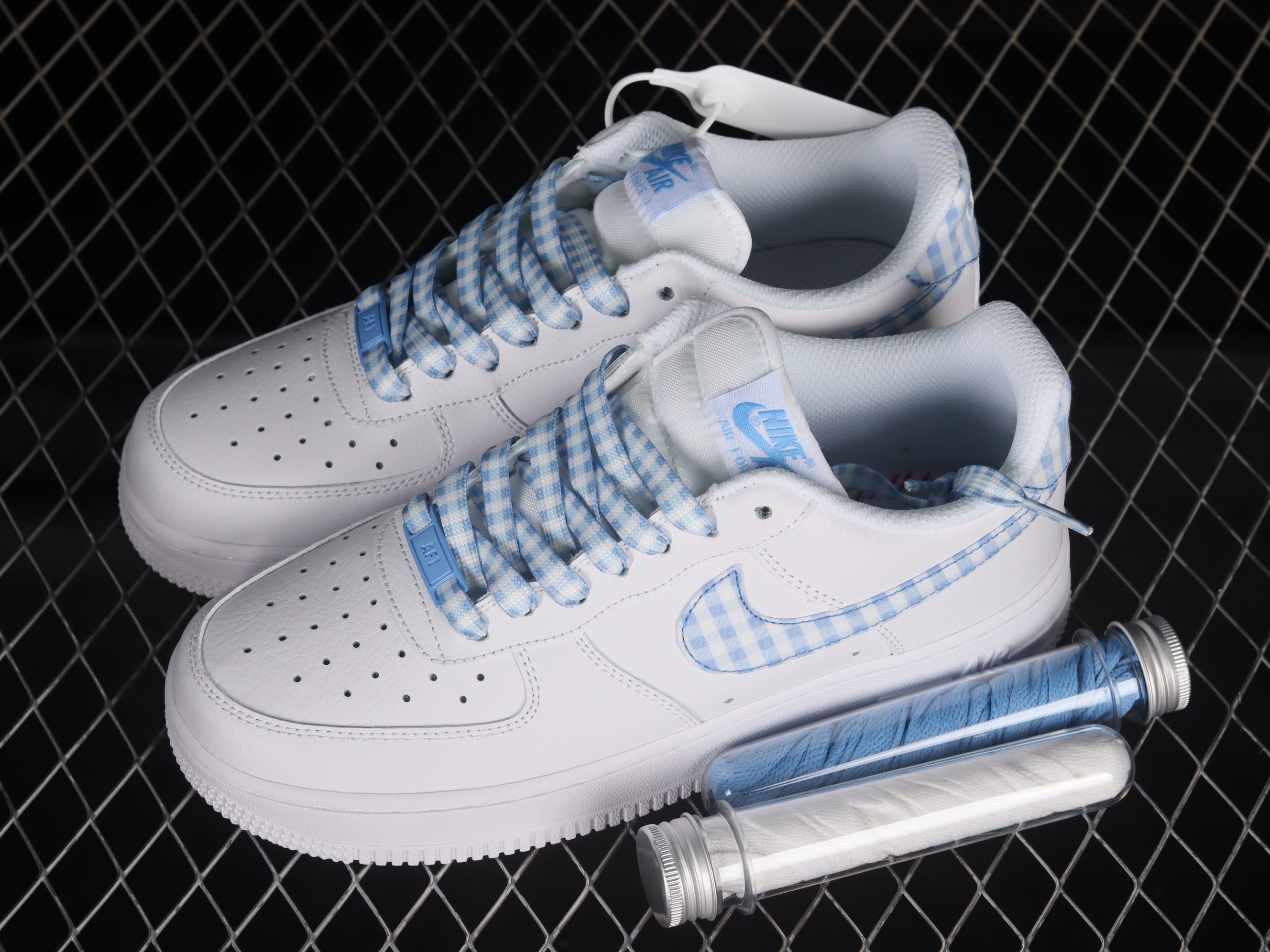 Nike Air Force 1’07 Low Plaid Shoes Sneakers – Blue SNK188632586