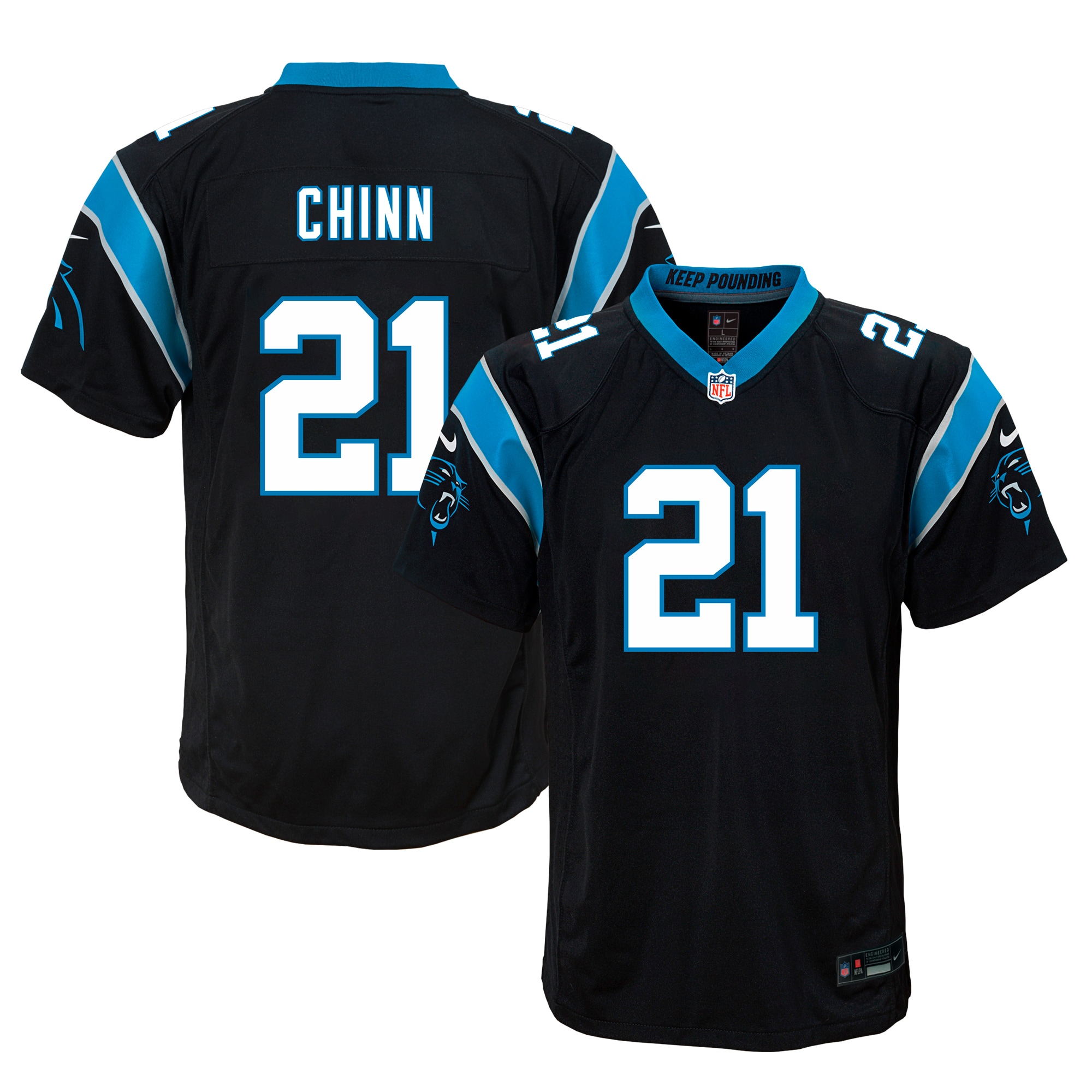 Youth Carolina Panthers Jeremy Chinn Black Game Jersey