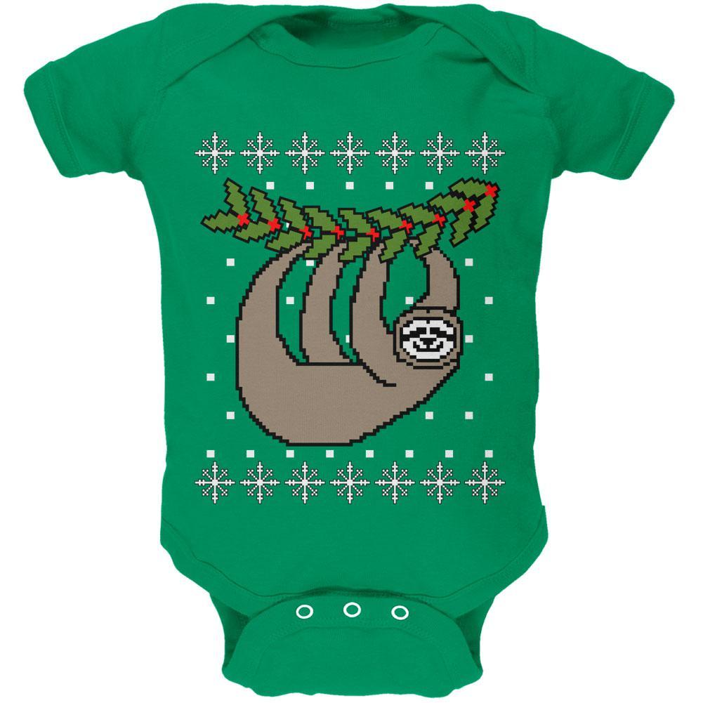 Big Hanging Sloth Ugly Christmas Sweater Soft Baby One Piece