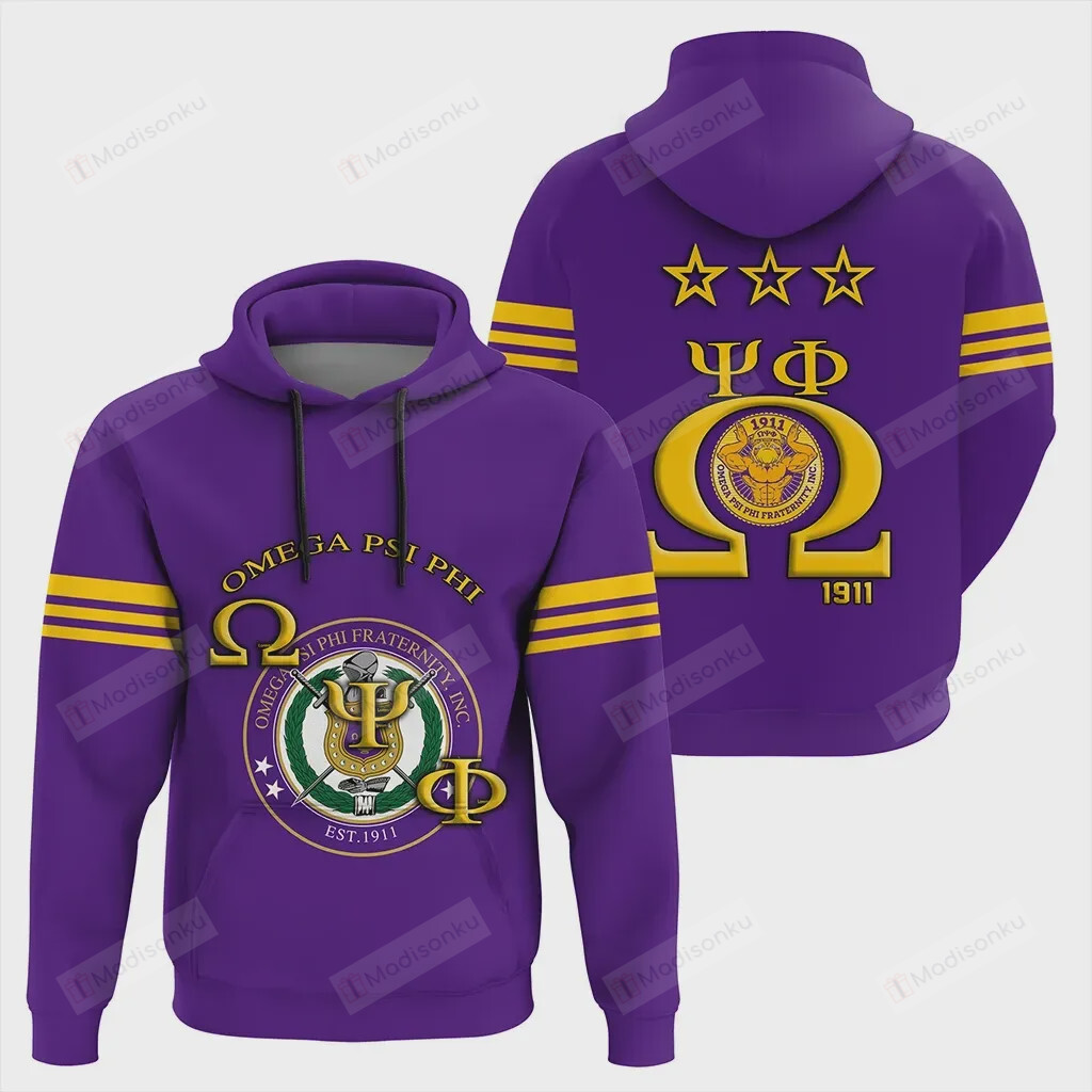 Omega Psi Phi Fraternity 3D All Over Print Hoodie, Zip-Up Hoodie