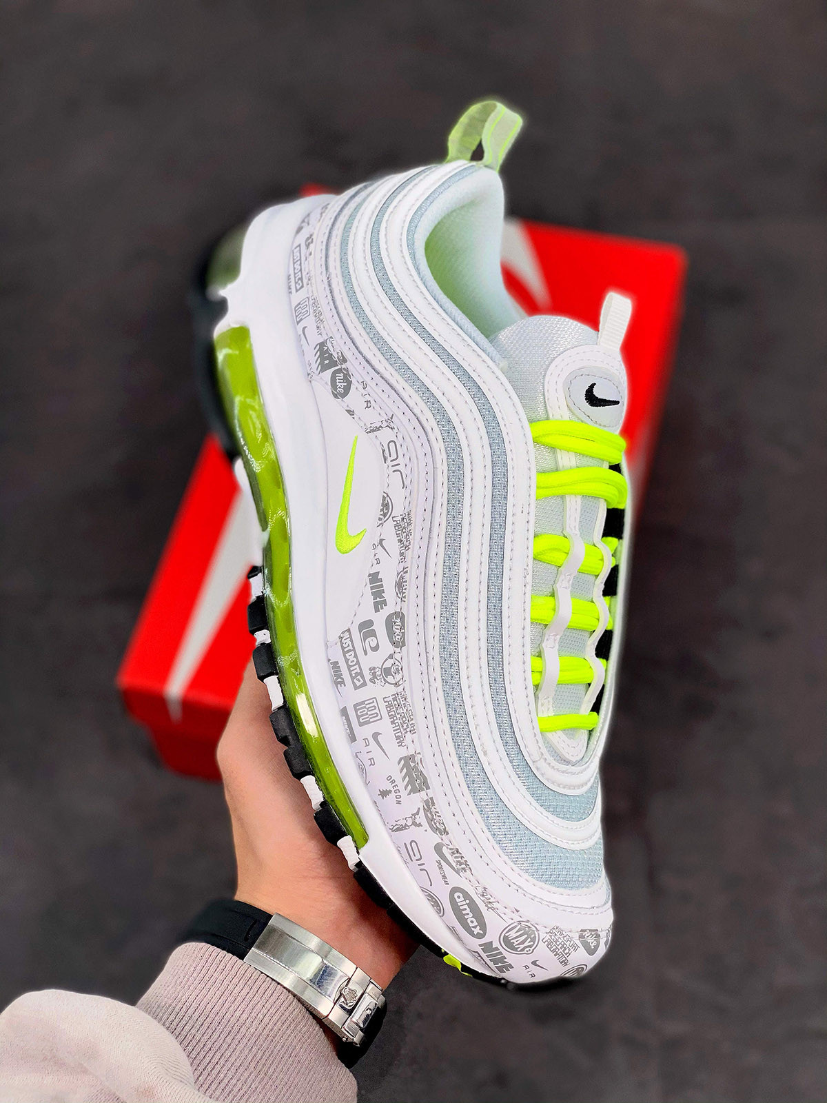 Nike Air Max 97 Reflective Logo WhiteBlack-Pure Platinum-Volt 5339639