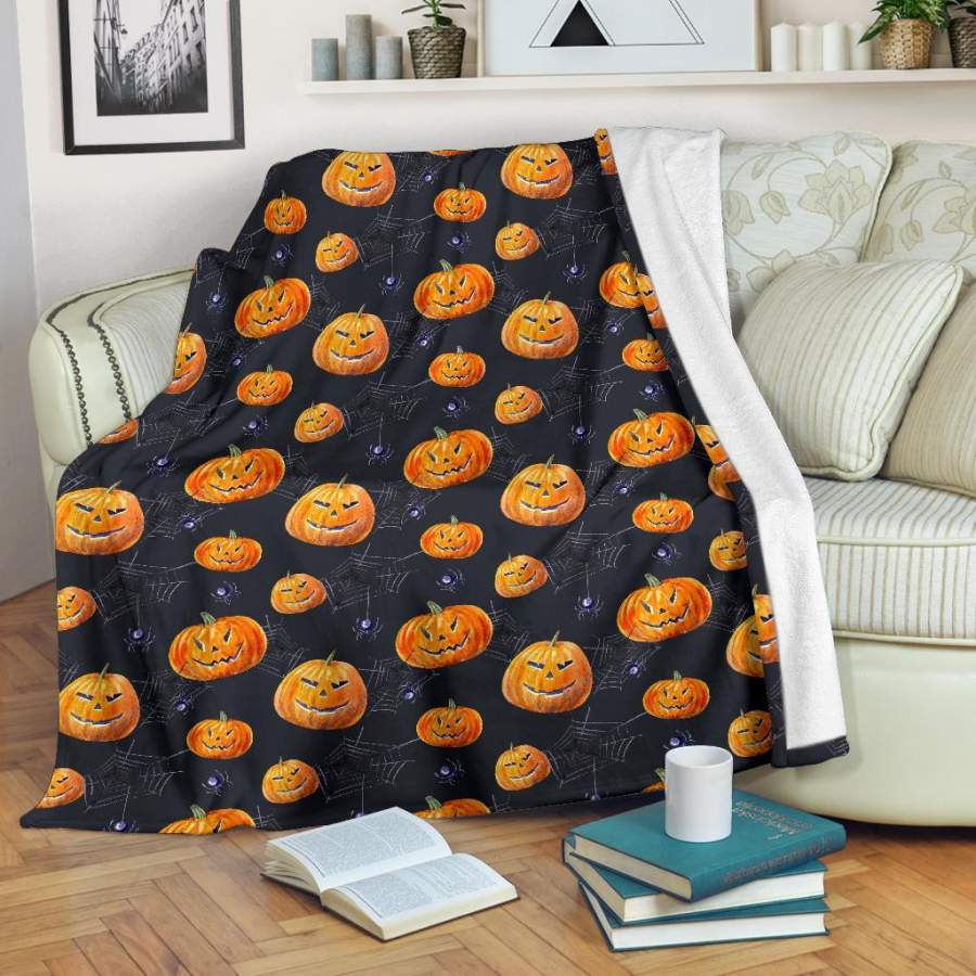 Pumpkin Halloween Print Pattern Blanket