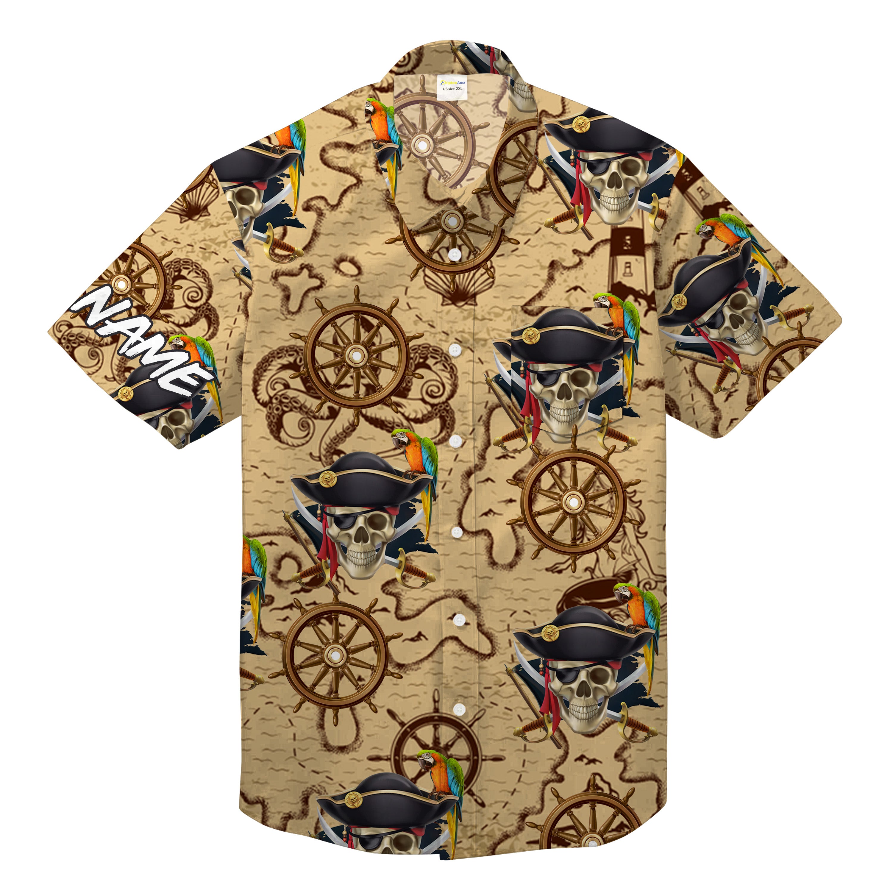 Customized Pirate Skull Vintage Men Hawaii Shirt Ha45483