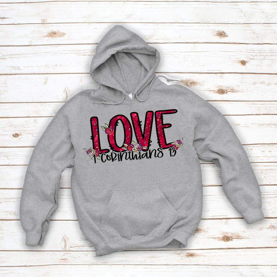Love 1 Corinthians 13 Valentines Day Shirt, Valentine's Day Shirt, Valentines day Floral Shirt Watercolor flowers - Teeshirtsummer X Valentine's Day