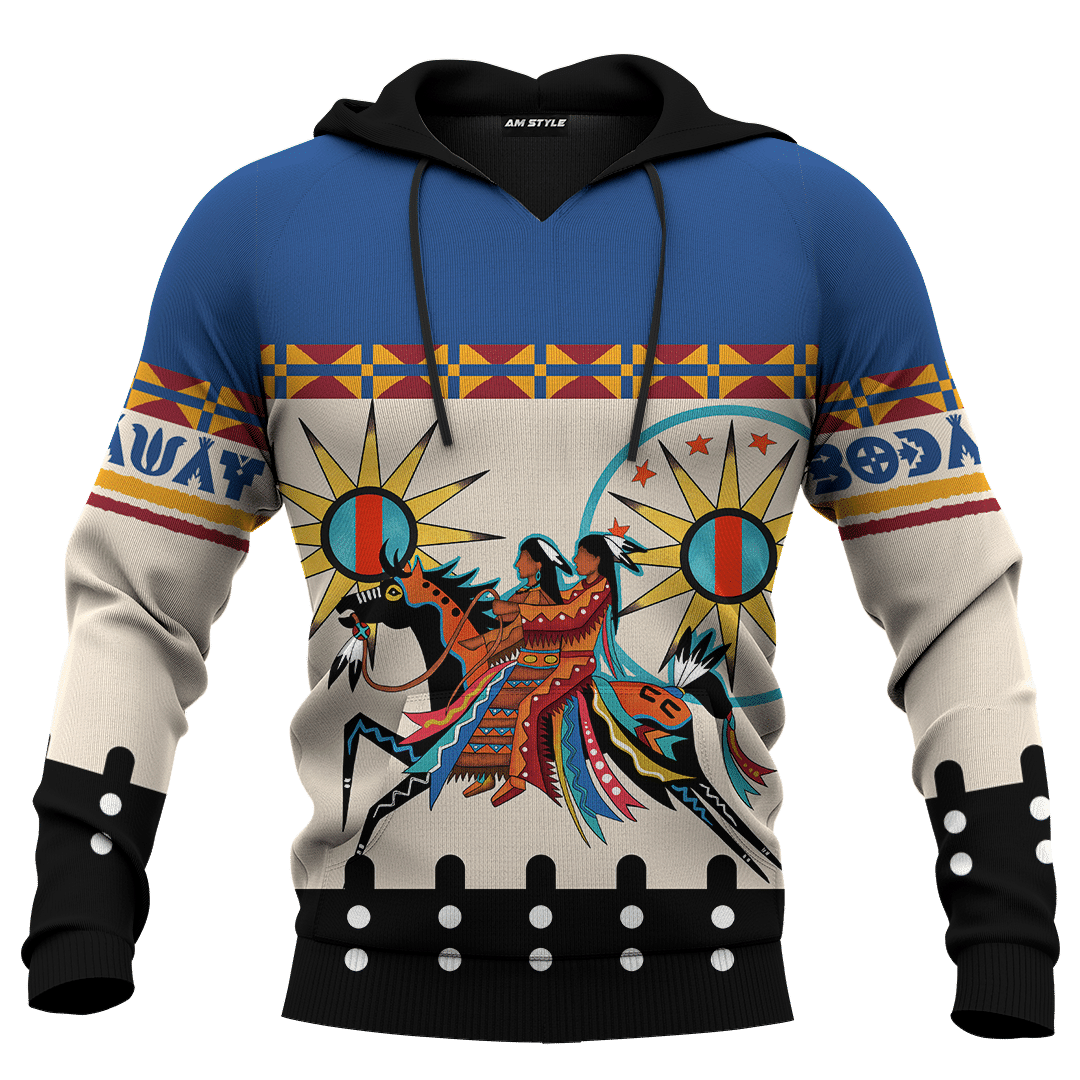 Native American Indian Horse Tipi Patterns Ledger Art For Couple Customized 3D All Over Printed Hoodie