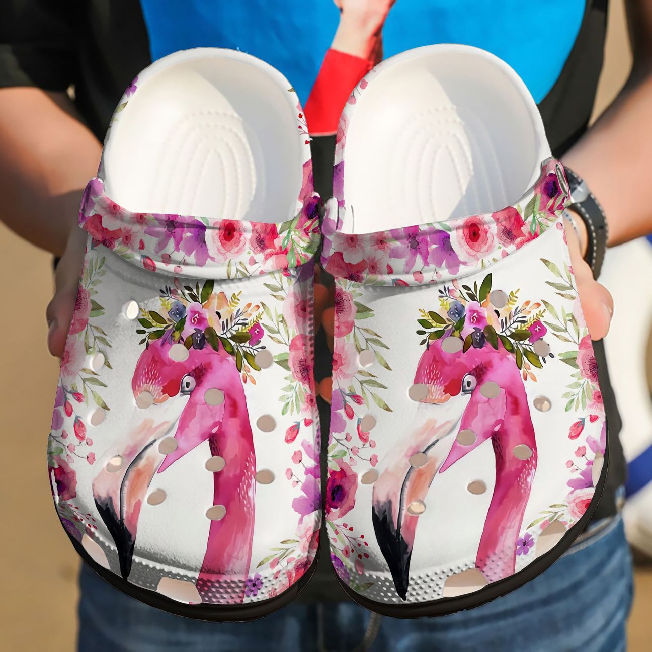 Flamingo Personalized Clog, Custom Name, Text, Color, Number Fashion Style For Women, Men, Kid, Print 3D Floral Crown Flamingo